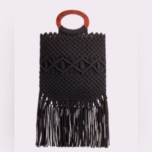NWOT Danielle Nicole black macrame bohemian fringe bag crossbody shoulder purse